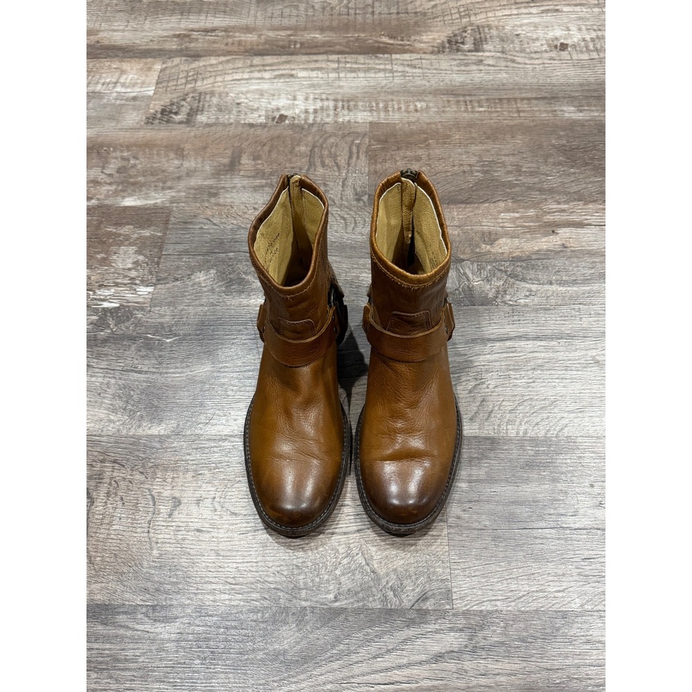 Frye Phillip Harness Cognac Brown Leather Ankle Boots Womens 7 B 4001 L 14